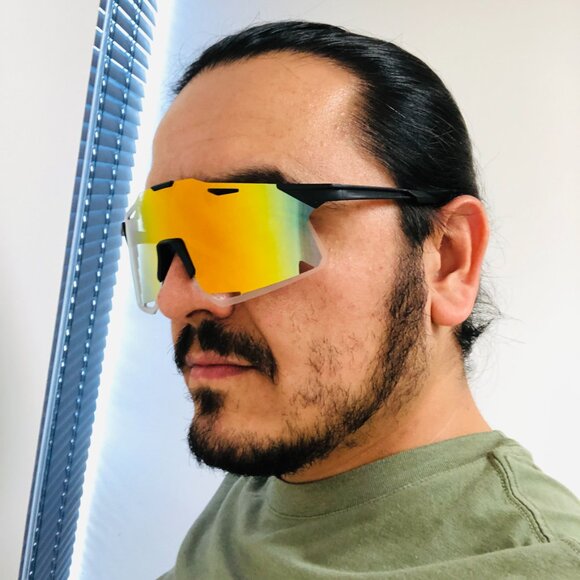 Sports Men Sunglasses Multi Mirror Lens Large Frame Fashion Style Reflective New - Picture 3 of 3